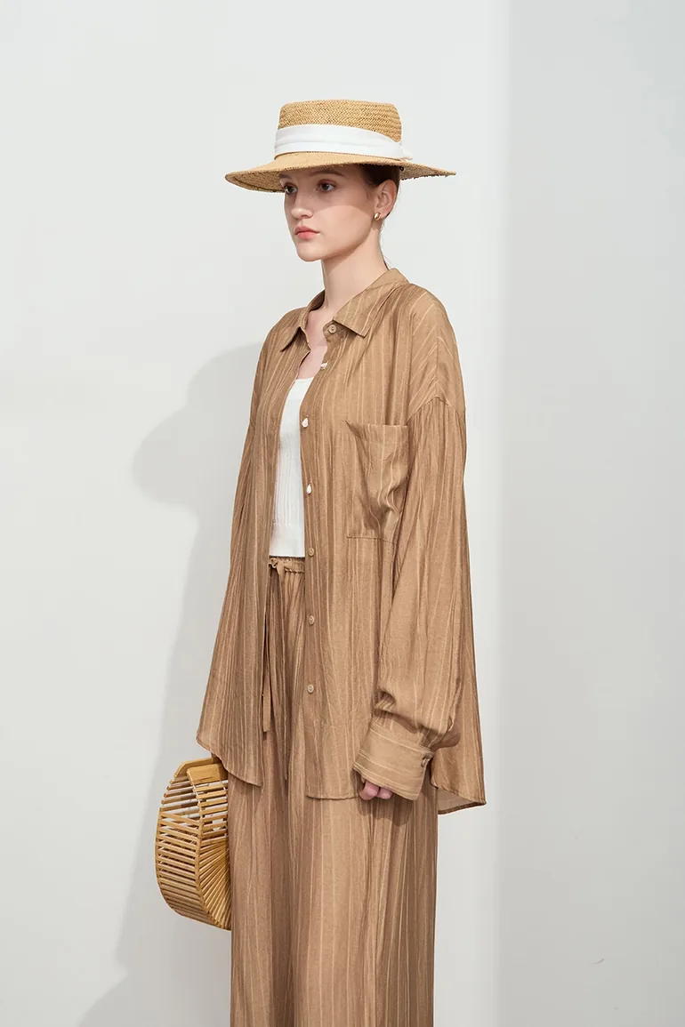 Crinkled Loose Drop-shoulder Shirt - 3