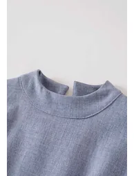 Tailored Seam Button-Back Sleeveless Maxi Dress in Dusty Blue for City Walks & Office Wear - 6
