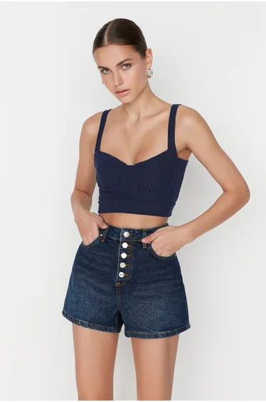 Shorts - Navy blue - High Waist