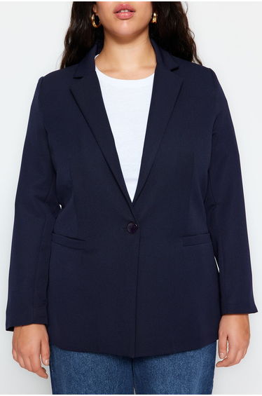 Navy Blue Stripe Lining Detailed Woven Jacket product thumbnail 4