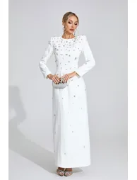 Dunlop White Diamond Long Sleeve Dress - 4