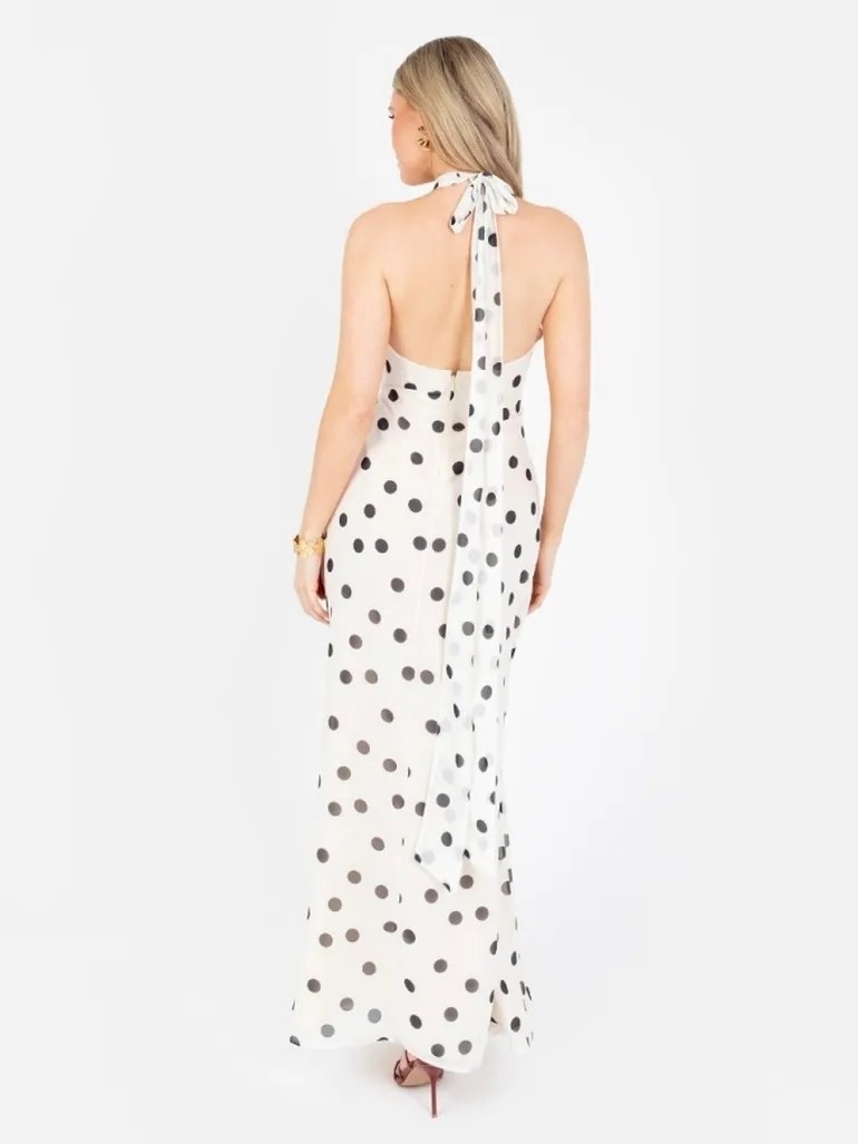 Anaya With Love Recycled Polka Dot Halter Neck & Open Back Maxi Dress - 1