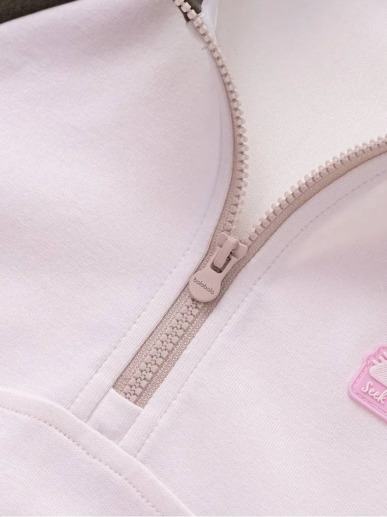 Girls' Half Zip Raglan Sweatshirt - 2