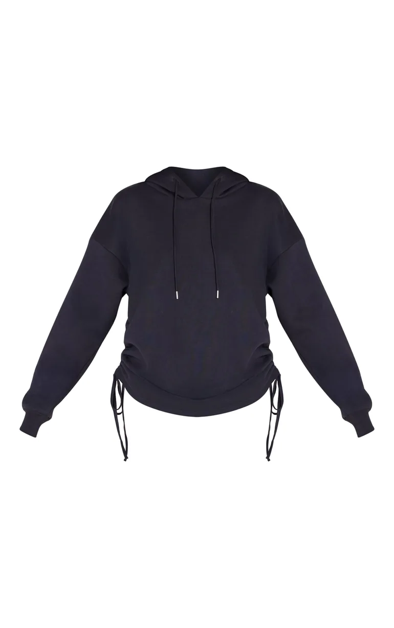 Navy Ruched Side Oversized Hoodie - 4