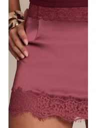 Plum Double Lace Trim Mini Skirt - 4