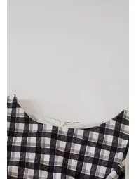 Gingham Tie-Bow Ruched Waist Sleeveless Dress in Black for Brunch Dates & Office Day - 5