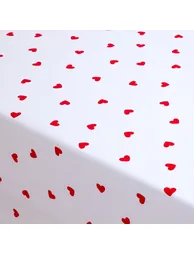 Scacco Cotton Tablecloth with Hearts Print - 3