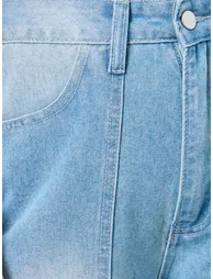 High Rise Wide Leg Jeans with Fold-Up Hem - 2