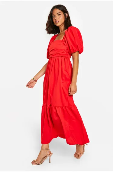 Volume Puff Sleeve Maxi Dress