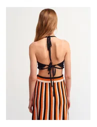Lace-Up Back Tricot Bra-black - 1