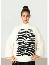 Zebra Print Knitted Pullover - 1