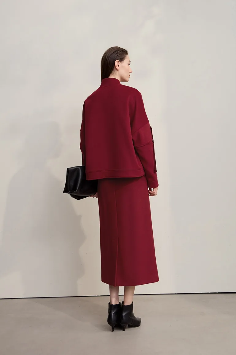 Fitted Long Woolen Skirt - 3