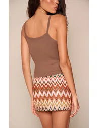 Multi Textured Printed Mini Skirt - 2