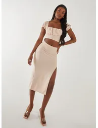 Textured Jersey Puff Sleeve Top - 1