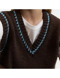 Sleeveless, Chunky Knit V-Neck Jumper/Sweater - 2