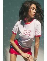 Pink Cotton Marry Me Harry Ringer T-shirt