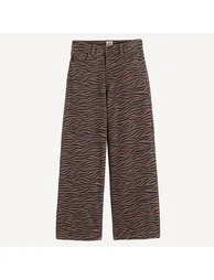 Zebra Print Wide Leg Trousers - 1