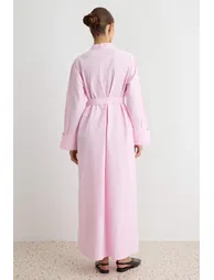 Powder Unlined Plain Woven Terrycotton Hijab Dress - 7