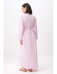 Powder Unlined Plain Woven Terrycotton Hijab Dress - 3