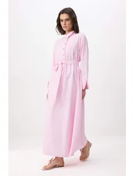 Powder Unlined Plain Woven Terrycotton Hijab Dress