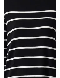 Black Maxi Knit Basic Striped Dress - 3