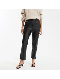 Leather Straight Ankle Grazer Trousers - 1