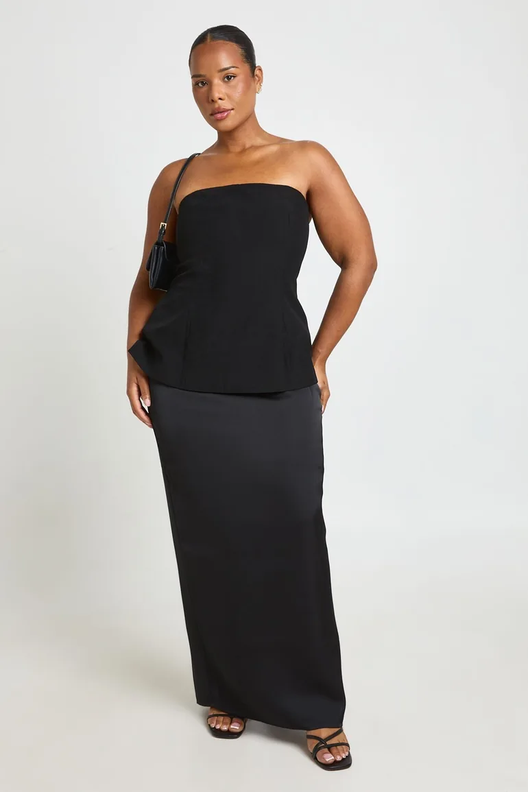 Plus Bandeau 2 in 1 Maxi Dress - black