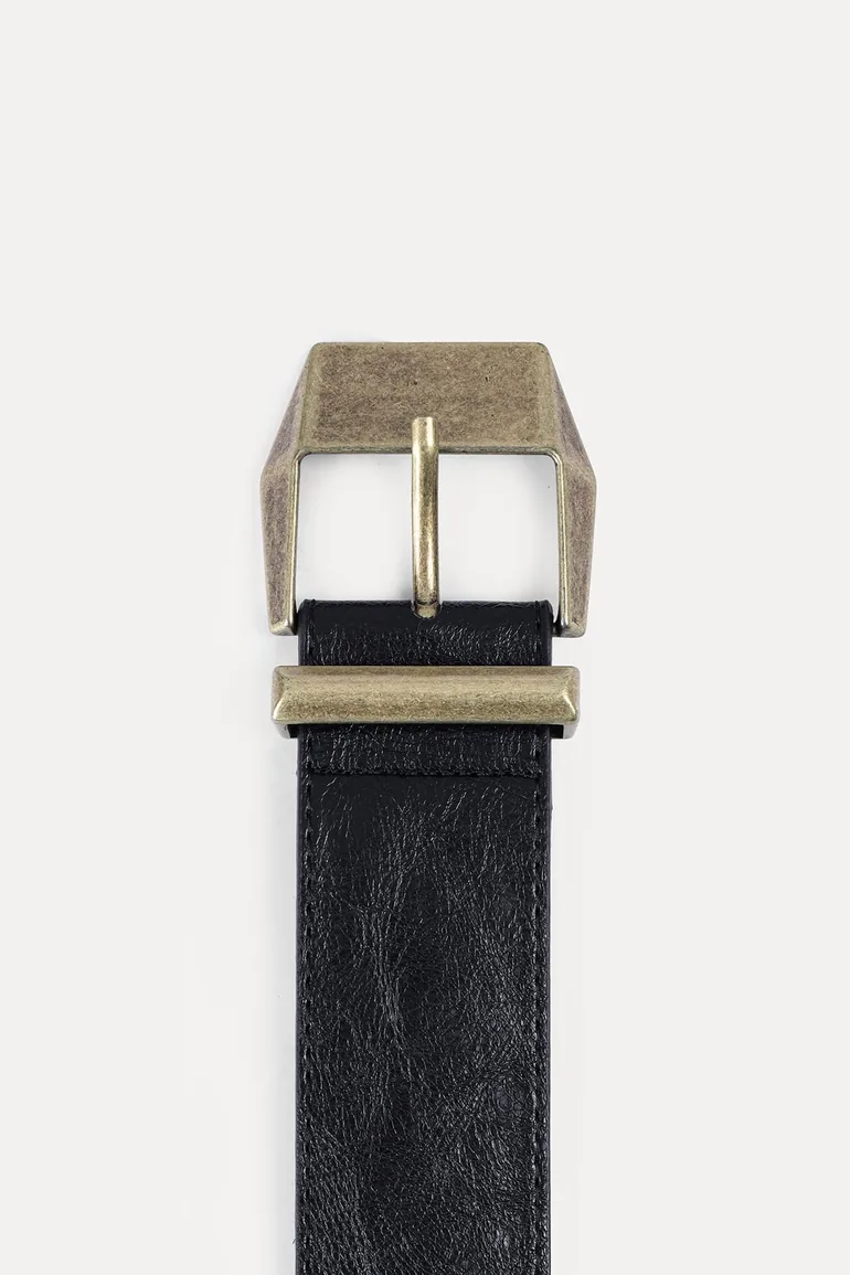 Leather Belt With Gold Buckle - 2