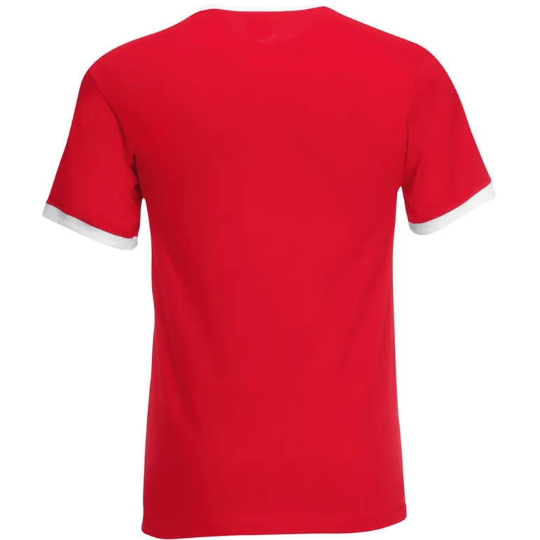 Fruit Of The Loom Mens Ringer Short Sleeve T-Shirt - Red/White - 1