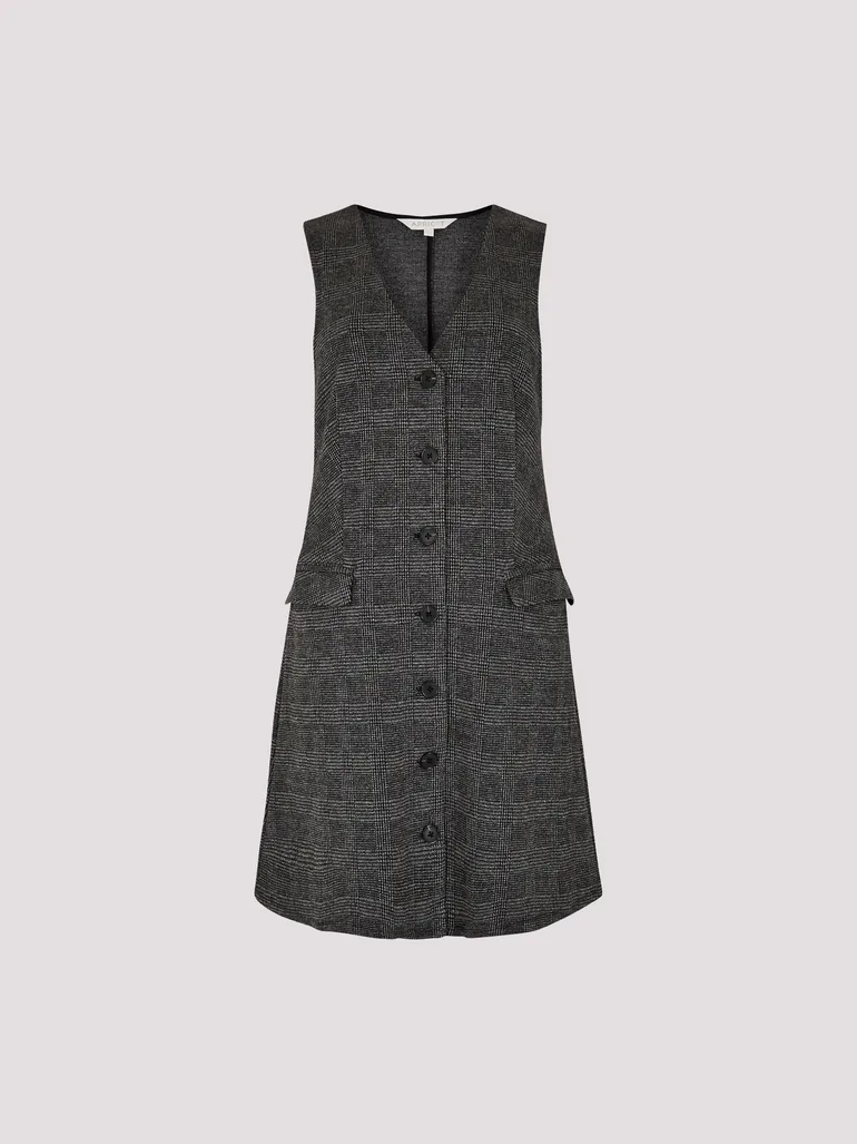 Check Print Fitted Mini Dress - 5