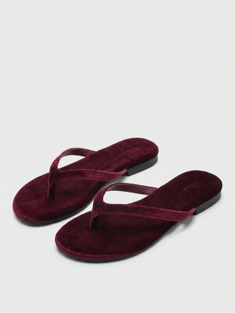 Velvet Look Flip Flops - 2