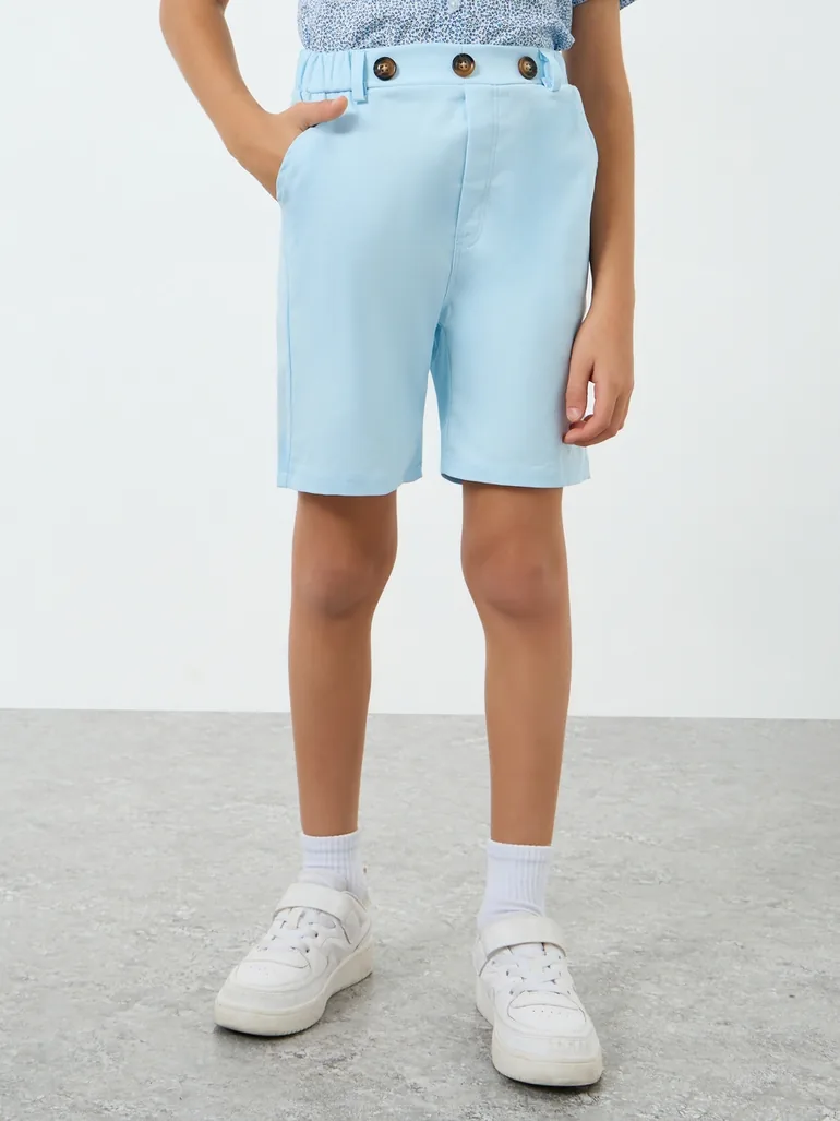 Boys Printed Shirt and Shorts Suspender Set - 4
