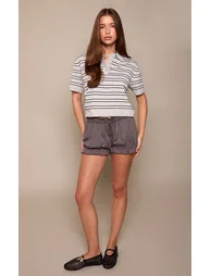 Grey Jersey Ruched Tie Detail Bloomer Shorts
