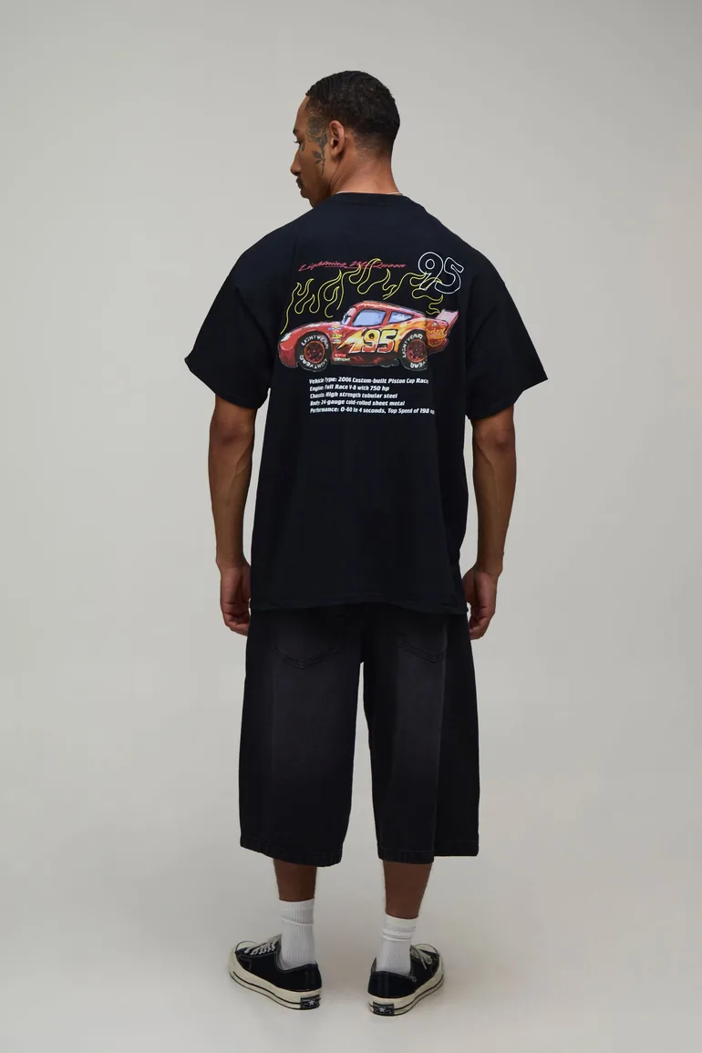 Oversized Lightening McQueen License Print T-Shirt - black - 2