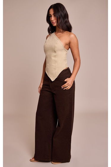 Petite Dark Chocolate Tinted Wide Leg Jean product thumbnail 2