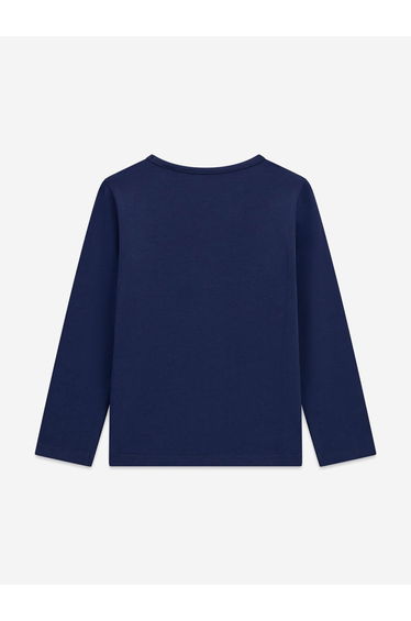 Guess Girls Long Sleeve Heart Logo T-Shirt in Navy product thumbnail 2