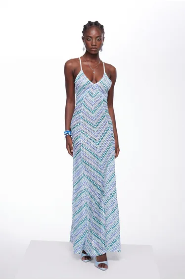 Ignatia Plunge Stripe Maxi Dress