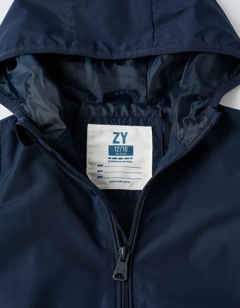 WINDBREAKER PONGEE, DARK BLUE, 12/18M - 2