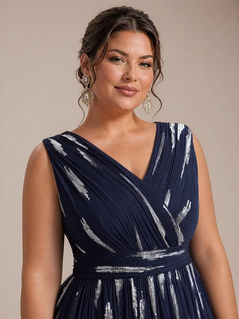 Tulle Sequin Sleeveless A-Line Evening Dress - 7