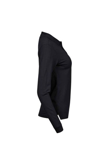 Tee Jays Womens/Ladies Luxury Stretch Long-Sleeved Polo Shirt - Black product thumbnail 3