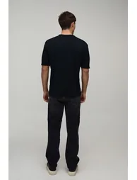 Regular Fit Soft Touch Knitted T-Shirt - black - 1