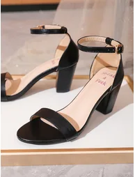 Ankle Strap Block Heel Sandals - 3