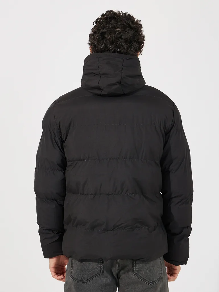 Quilted Hooded Heavy Puffer Jacket with Front Zip - 4