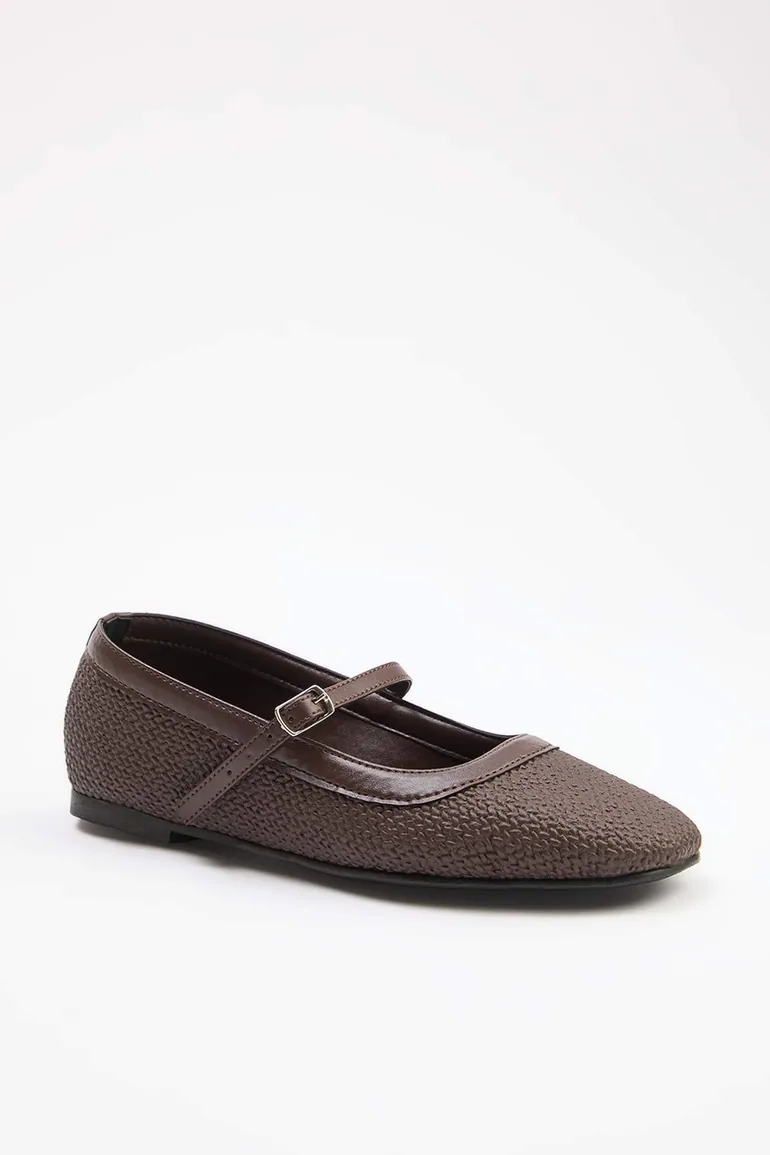 Brown Mary Jane Ballet Flats - 2