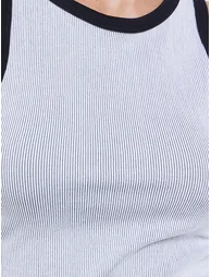 Contrast Edge Ribbed Crop Top and Leggings Set - 2