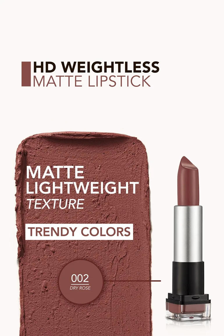Light Textured Matte Lipstick (PINK) - Hd Weightless Matte Lipstick - 002 Dry Rose - 4