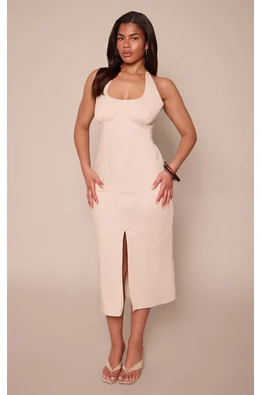 Shape Stone Tailored Halterneck Midi Dress