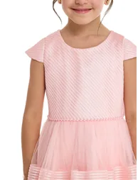Girls Cap Sleeve Mesh Insert Festive Dress - 4