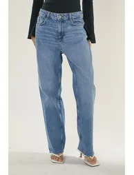 Mid Blue High Rise Straight-Leg Denim Jeans - 2