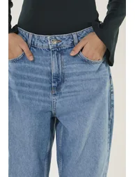 Mid Blue High Rise Straight-Leg Denim Jeans - 1